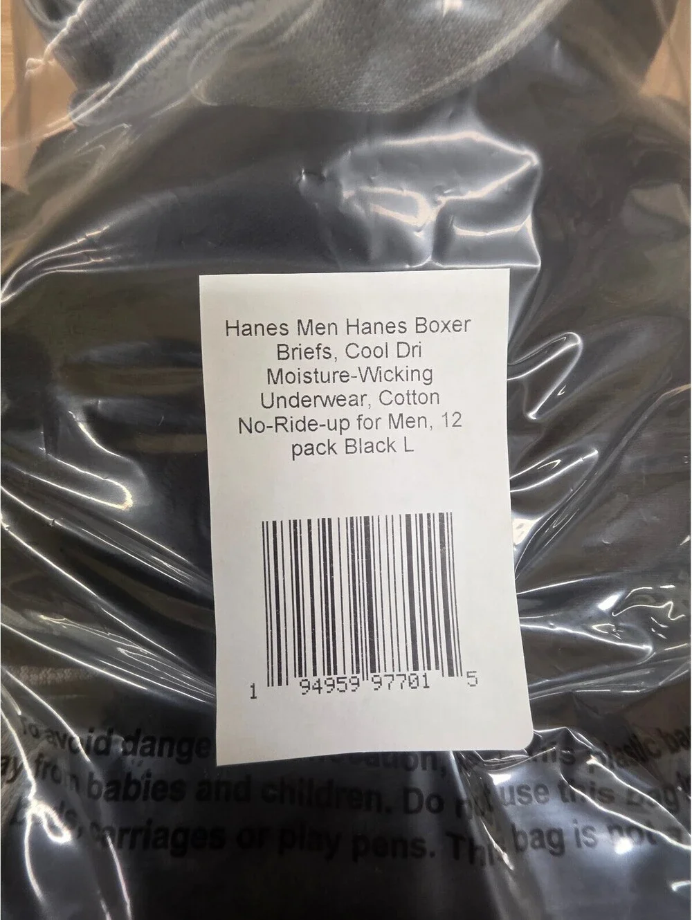 HANES MEN’S COOL DRI MOISTURE WICKING BOXER BRIEFS COTTON NO RIDE UP SIZE L